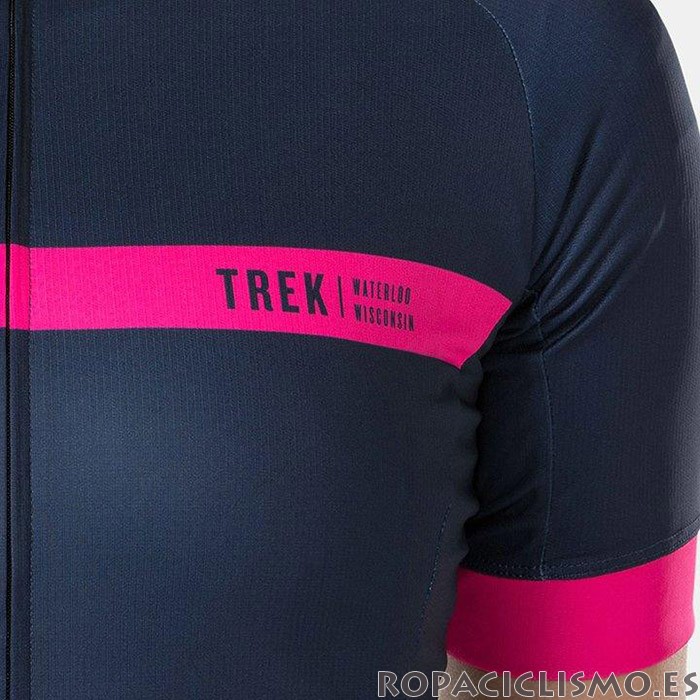 2020 Maillot Mujer Bontrage Tirantes Mangas Cortas Fucsia Apagado Azul