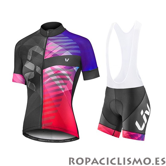 2019 Maillot Mujer Liv Tirantes Mangas Cortas Violeta Rojo Negro