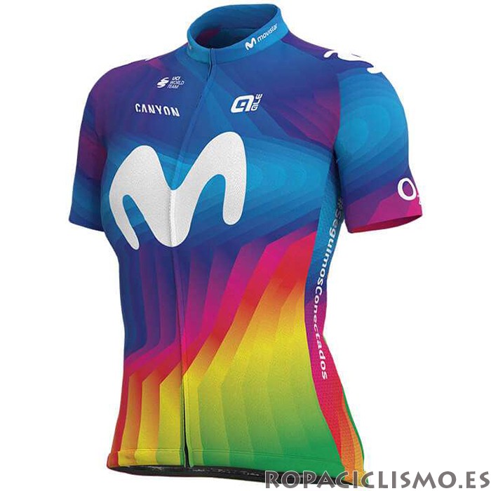 2020 Maillot Mujer Movistar Tirantes Mangas Cortas Multicolor