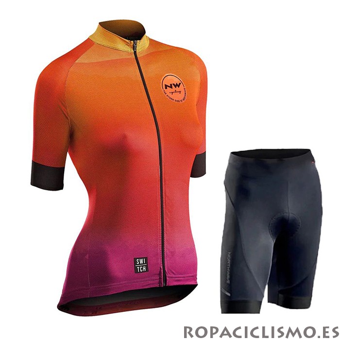 2020 Maillot Mujer Northwave Tirantes Mangas Cortas Naranja