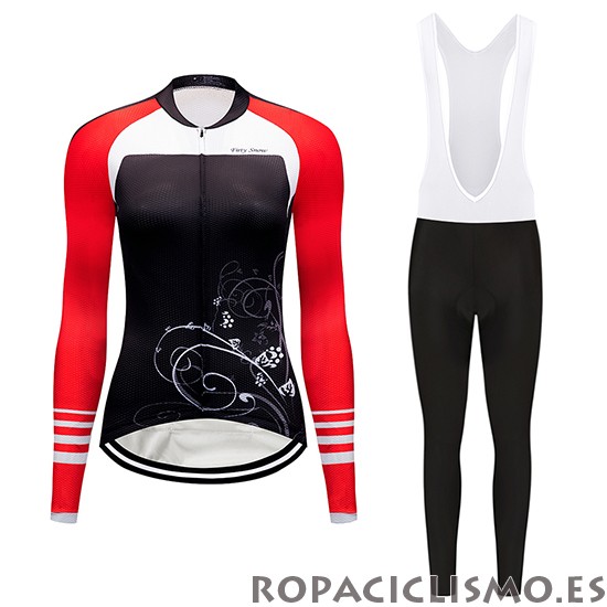 2019 Maillot Mujer Dirty Snow Tirantes Mangas Largas Rojo Blanco Negro