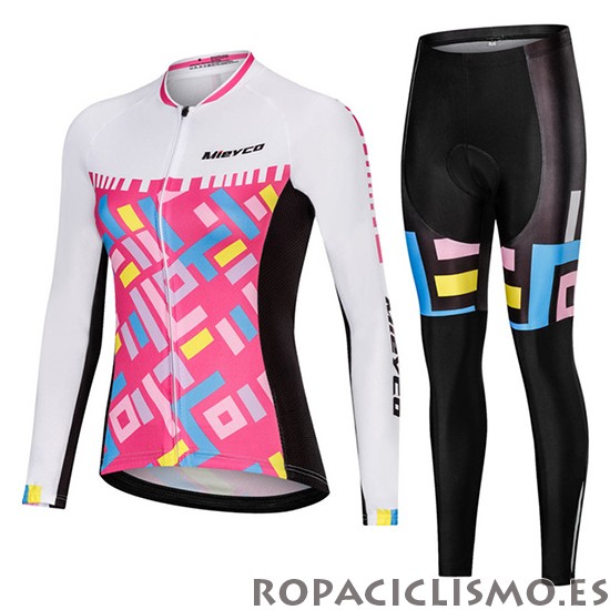 2019 Maillot Mujer Mieyco Tirantes Mangas Largas Blanco Rosa