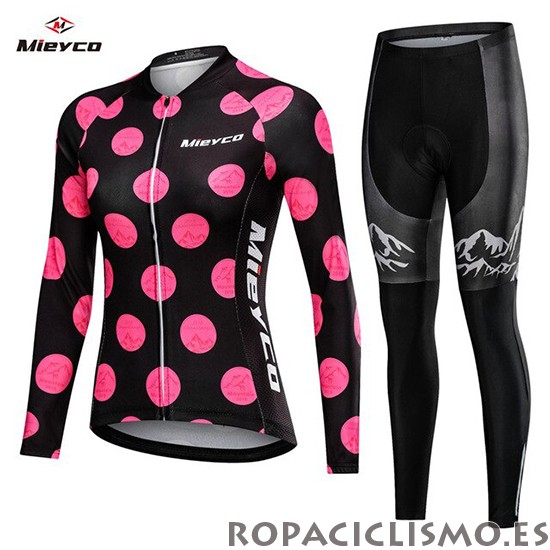 2019 Maillot Mujer Mieyco Tirantes Mangas Largas Negro Rosa