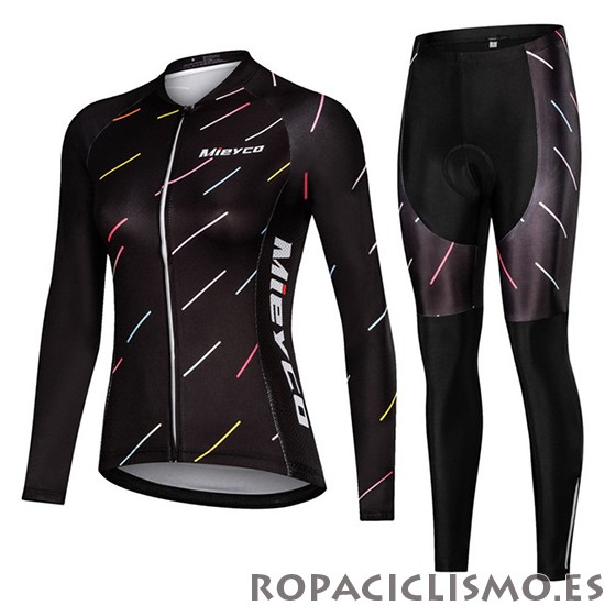 2019 Maillot Mujer Mieyco Tirantes Mangas Largas Negro Rosa