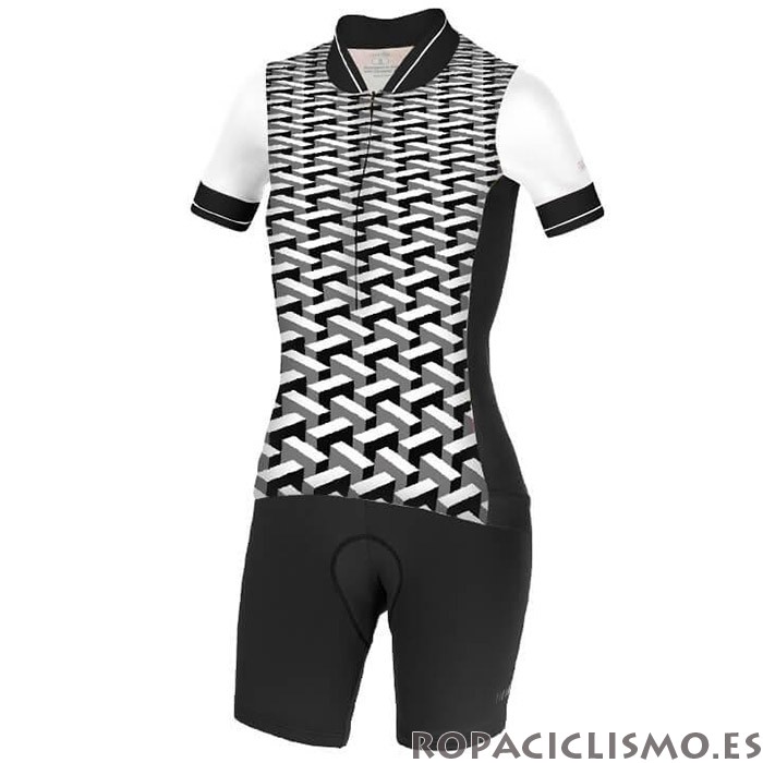 2020 Maillot Mujer RH+ Tirantes Mangas Cortas Blanco Negro