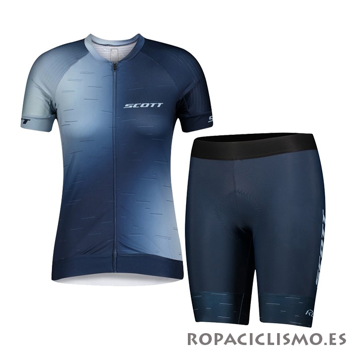 2021 Maillot Mujer Scott Tirantes Mangas Cortas Azul Blanco