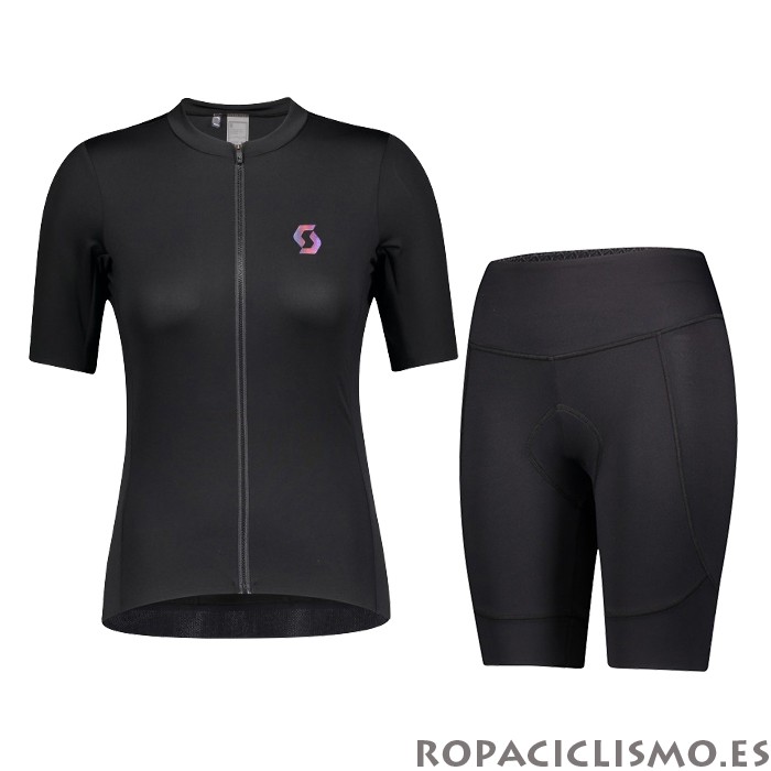 2021 Maillot Mujer Scott Tirantes Mangas Cortas Negro