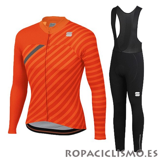 2020 Maillot Mujer Sportful Tirantes Mangas Largas Naranja Gris