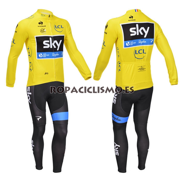 2013 Maillot Sky amarillo mangas largas