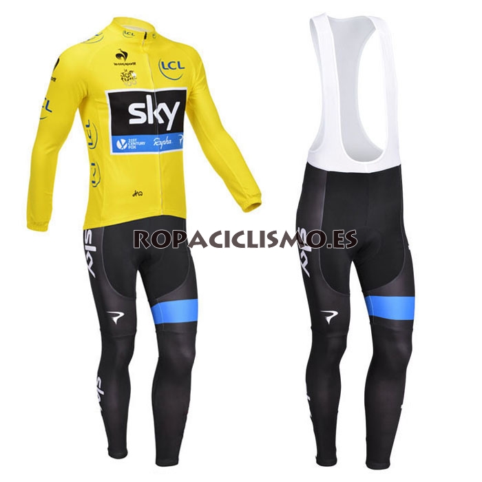 2013 Maillot Sky amarillo tirantes mangas largas