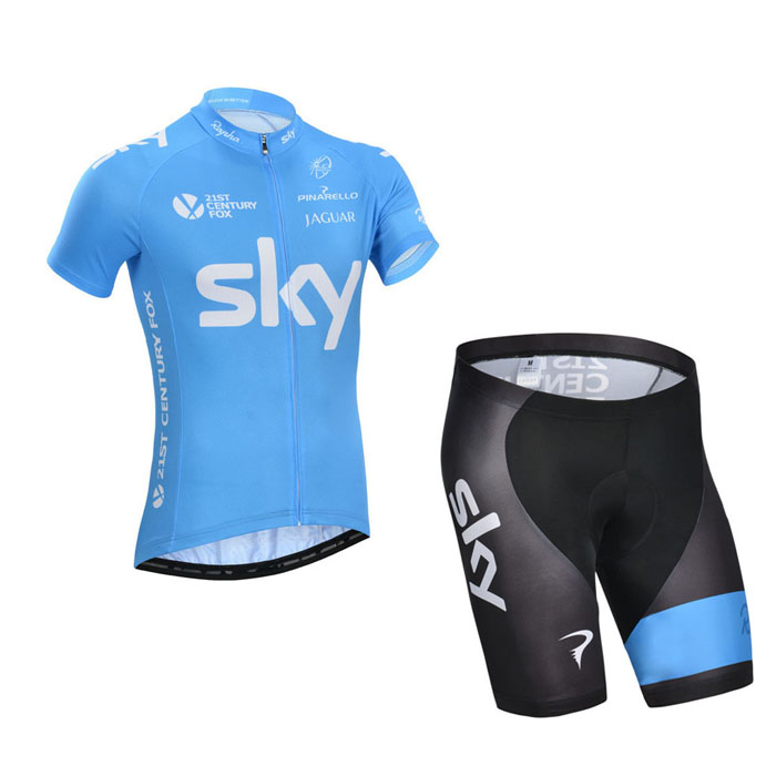 2014 Maillot Sky azul mangas cortas