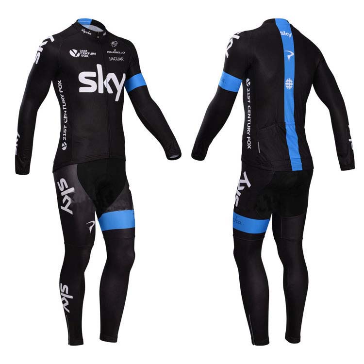 2014 Maillot Sky mangas largas Negro