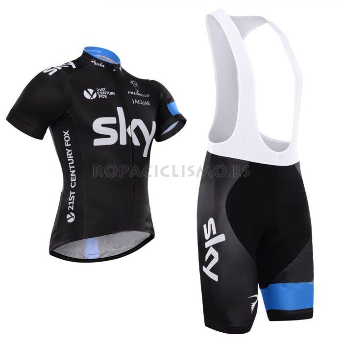 2015 Maillot Sky Negro tirantes mangas cortas