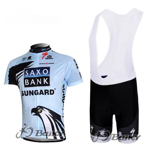 Saxo Bank Sungard Maillot mangas cortas blanco tirantes