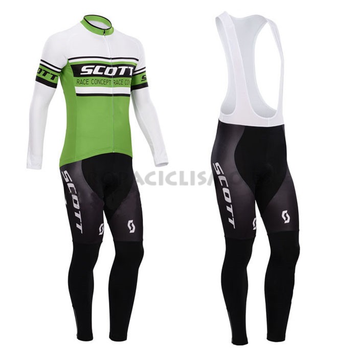 2014 Maillot scott mangas largas tirantes verde