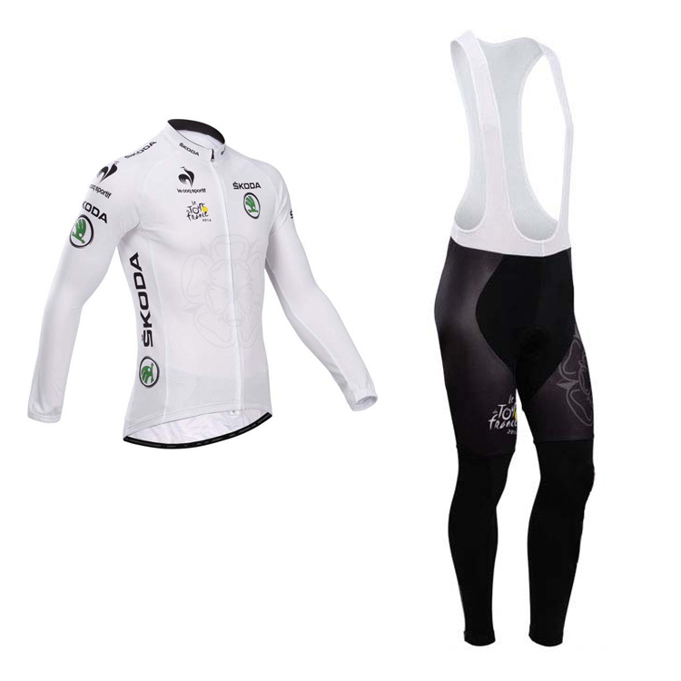 2014 Maillot Tour De Francia mangas largas tirantes Blanco