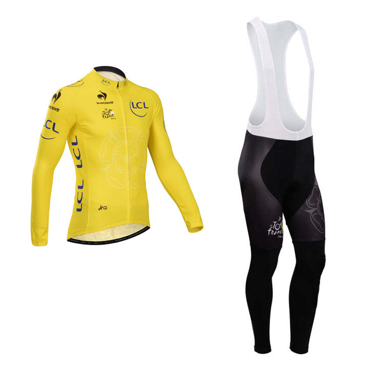 2014 Maillot Tour De Francia mangas largas tirantes amarillo