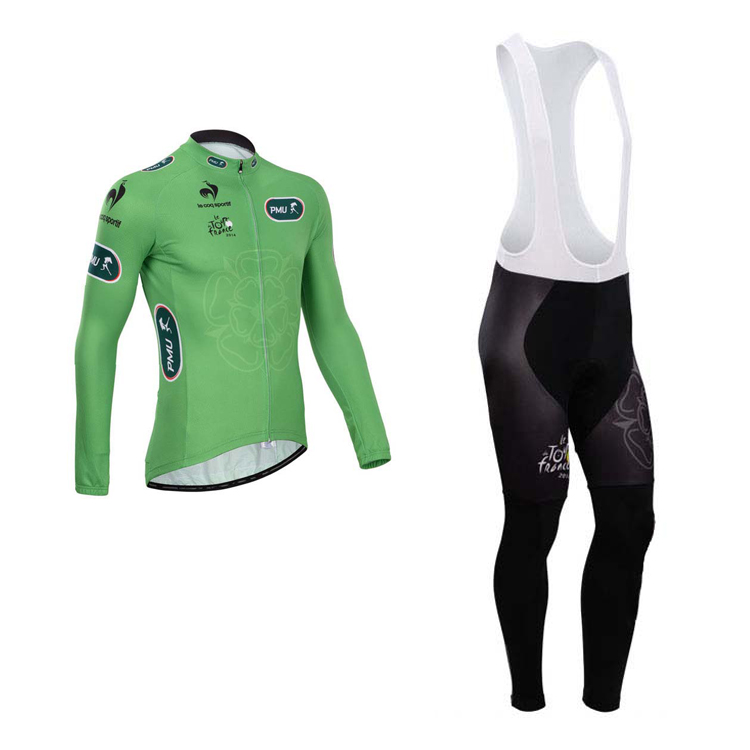 2014 Maillot Tour De Francia mangas largas tirantes verde