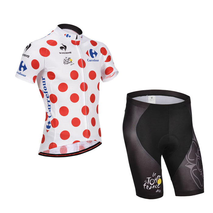 2014 Maillot Tour de France Blanco Rojo mangas cortas