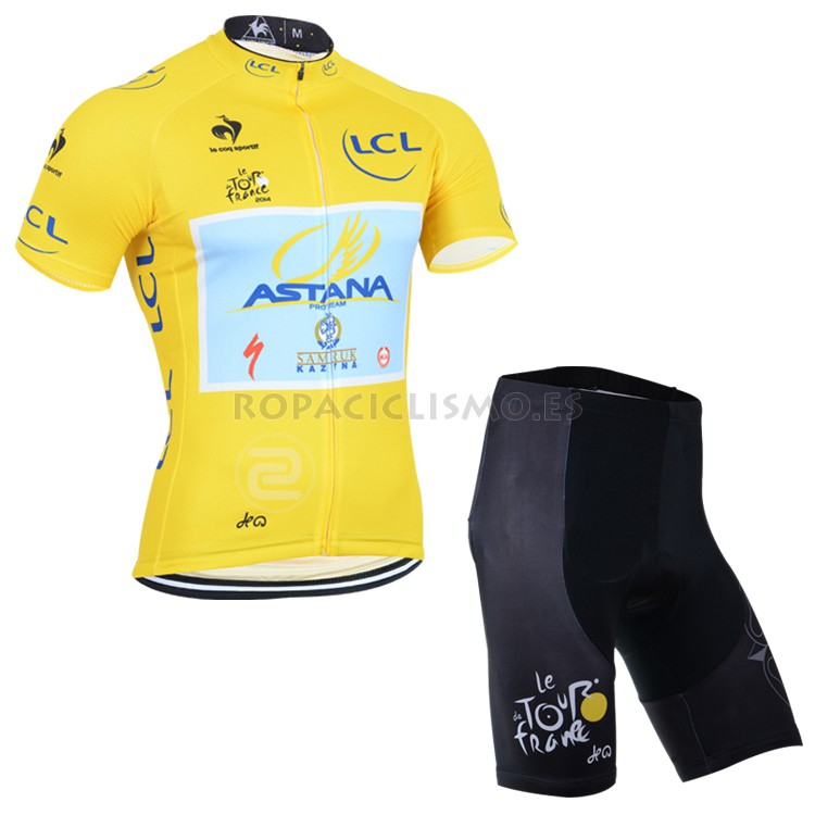 2014 Maillot Tour de France Lider Astana mangas cortas