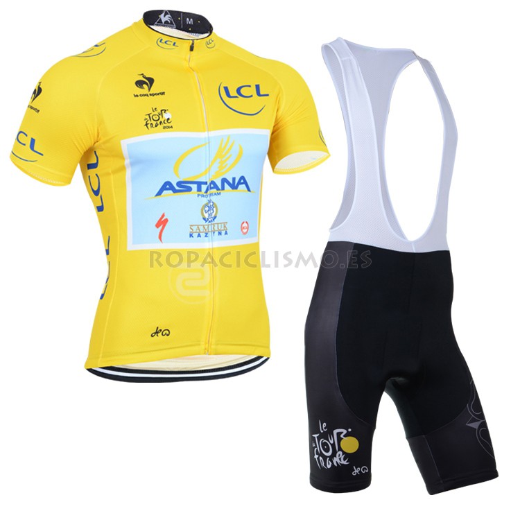 2014 Maillot Tour de France Lider Astana tirantes mangas cortas