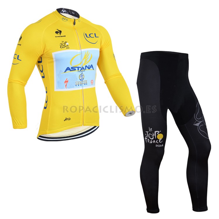 2014 Maillot Tour De Francia lider astana mangas largas