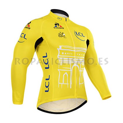 2015 Maillot Tour De Francia mangas largas Amarillo