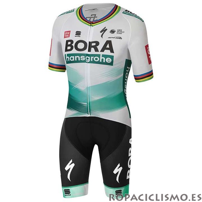 2020 Maillot UCI Mundo Campeon Bora Tirantes Mangas Cortas Blanco Verde