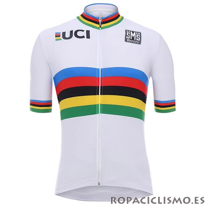 2020 Maillot UCI Tirantes Mangas Cortas Blanco Multicolor(1)