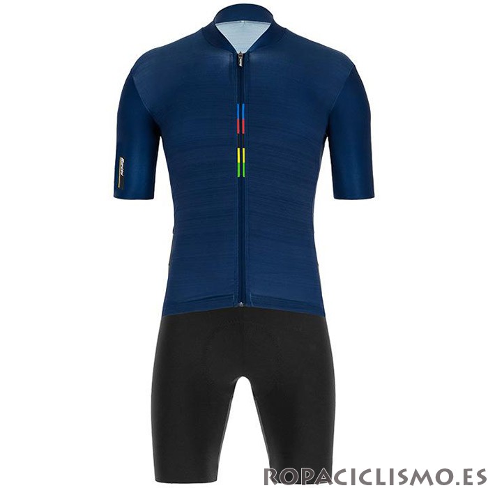 2020 Maillot UCI Tirantes Mangas Cortas Profundo Azul