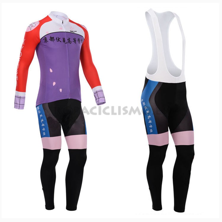 2014 Maillot Cyclingbox Mangas Largas Tirantes violeta