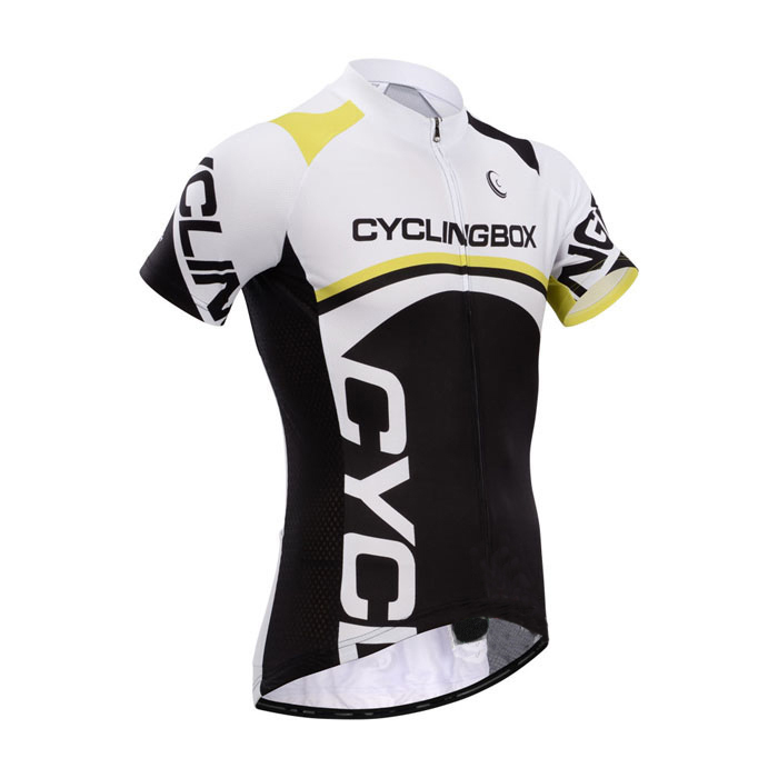 2014 Maillot Cyclingbox mangas cortas Blanco amarillo