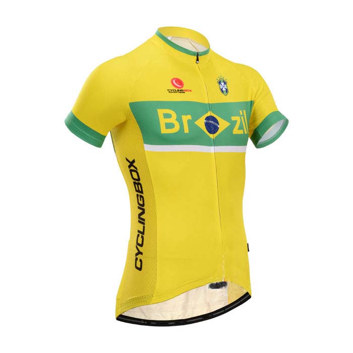 2014 Maillot Cyclingbox mangas cortas verde Amarillo