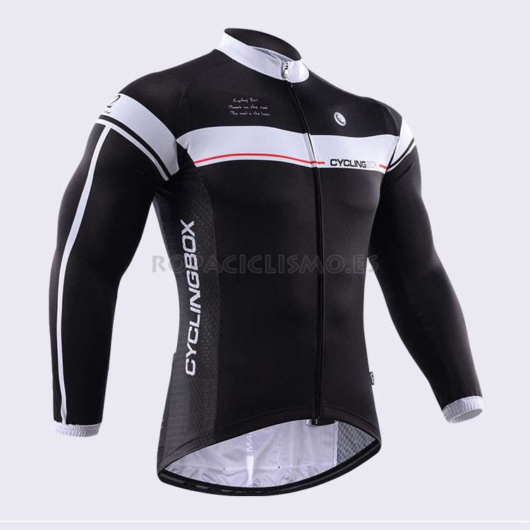 2015 Maillot Cyclingbox mangas largas Blanco Negro