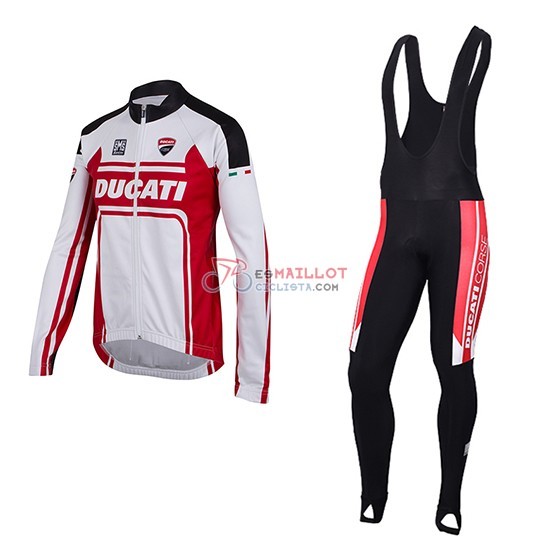 2016 Maillot Ducati Mangas Largas Blanco Y Rojo