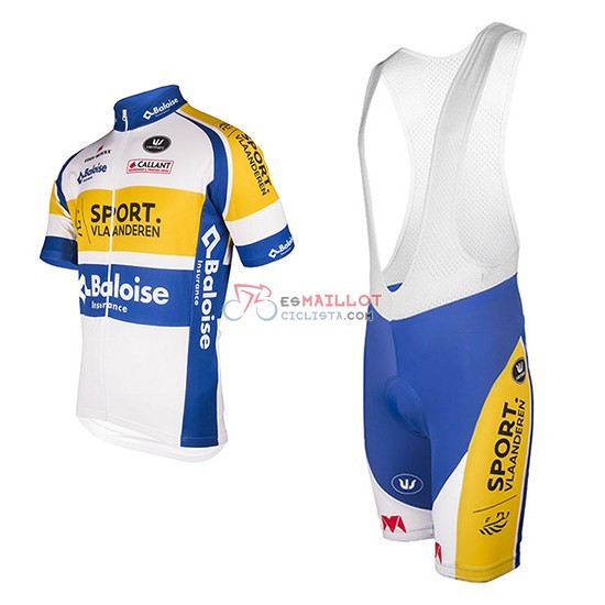 2016 Maillot Sport Vlaanderen Baloise Mangas Cortas Blanco Y Ama