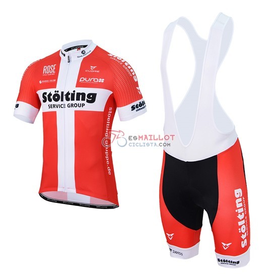 2017 Maillot Stolting Mangas Cortas Blanco Y Rojo