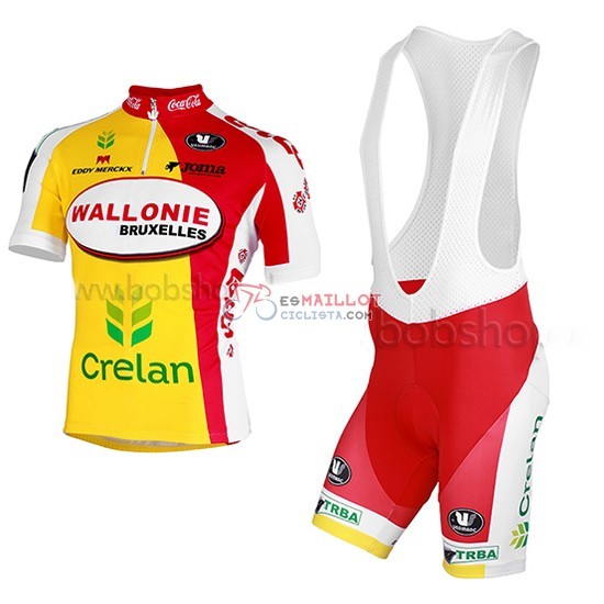 2013 Maillot Wallonie Bruxelles Mangas Cortas Amarillo Y Rojo