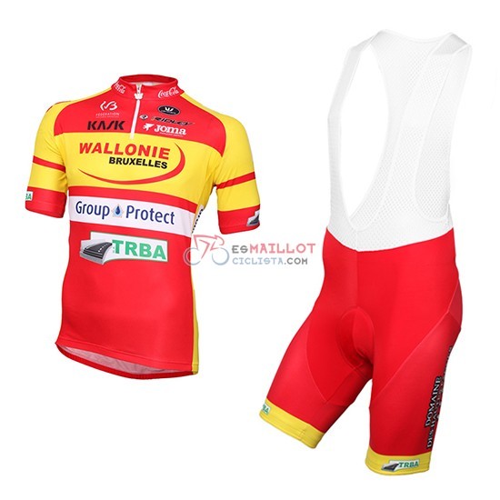 2016 Maillot Wallonie Bruxelles Mangas Cortas Amarillo Y Rojo